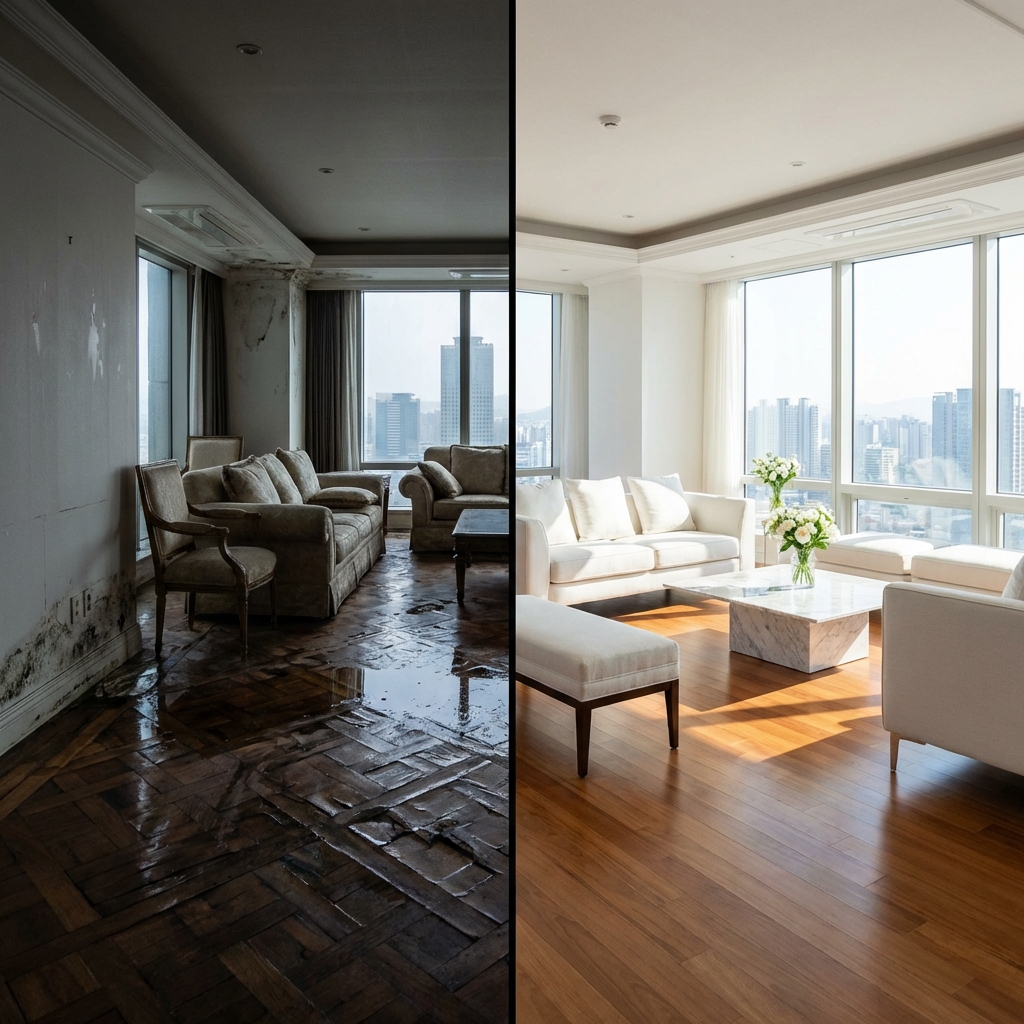 강남구 아파트 싱크대 누수 시공 전후